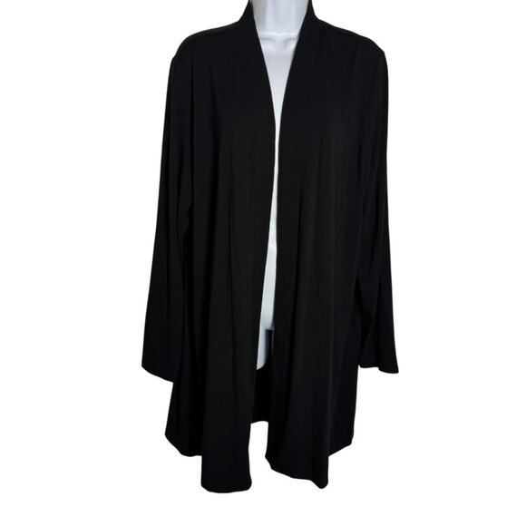 J. Jill Black Wearever black Longline Open Front Cardigan sweater XLT XL tall - Picture 2 of 8